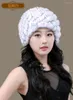 Berets Winter Warm Women gebreide wollen pet natuurlijke real rex bont hoeden kinted buitenhoed schedels mutsen beanies