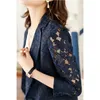 Women's Suits Size 6XL Lace Suit Jacket Female 2023 Autumn And Summer Temperament Sunscreen Hollow Blue Ladies Blazer Women Tops Elegant