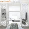 Feestdecoratie 3D creatieve muurstickers geometrische vierhoekontwerp acryl spiegel sticker woonkamer slaapkamer portiek tv achtergrond decor 230510