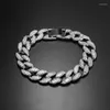 Bangle European och American Hip Hop Cuban Chain Armband Men Kvinnor Charm Luxury Zircon Jewelry