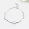 Länk armband mode opal rund charm armband armband kedja justerbar storlek armlets för kvinnor smycken a204