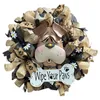 Decorative Flowers Dog Head Wreaths For Front Door Ribbon Bowknot Handmade Wreath Garland No Fading Creative Wedding