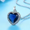 Cadenas Titanic Ocean HEART Collar Azul Strass Colgante Crystal Love Forever Eternal Jewelry