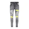 designer jeans Men's Jean Amirres Denim Mens Pants 2023 New Trendy Grey Yellow Skinny Fit Jeans L0DI