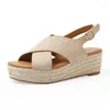 Sandals 2023 Women Peep Toe Solid Color Buckle Woman Wedge Sandal Summer Comfort Casual Shoes Female