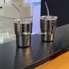 Ins 400 ml Glass Water Cups Drinking Tumbler Reusable Travel Coffee Glass Mug with Lid and Silicone Straw