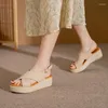 Sandaler 2023 Kvinnor Peep Toe Solid Color Buckle Woman Wedge Sandal Summer Comfort Comant Casual Shoes Kvinna