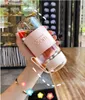 340ML 480ML Portable Cute Heat Resistant Glass Bottle For Drink Cold Water Juice Tea With Screw Lid Filter Net Easy To Carry