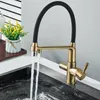 Kitchen Faucets Filter Black Dual Spout Drinking Water Mixer 360 Degree Rotation Cold Purification Feature Tap 230510