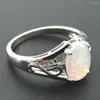 Cluster Rings Fashion Silver Jewelry White Fire Opal Ring 925 Sterling Wedding Women Size 5/6/7/8/9/10/11