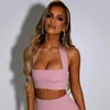 Kvinnors tankar sexig klubb vintage bustier cami toppar streetwear kvinnor tank sommar ärmlös halter skörd rör fast färg