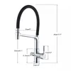 Kitchen Faucets Filter Black Dual Spout Drinking Water Mixer 360 Degree Rotation Cold Purification Feature Tap 230510