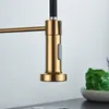 Kitchen Faucets Brushed Gold Faucet Pull Down 2way Spray Single Handle Cold Water Mixer Tap 360 Rotation Torneira Cozinha 230510