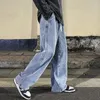 Hommes Jeans Mode Coréenne Lâche Classique Droite Baggy Jambe Large Pantalon Rue Hip Hop Pantalon 3XL Noir Gris Bleu 230511