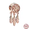 925 Sterling Silver Pandora Dangle Charm Classic Rose Gold Series Firebird Balloon Charm Pearl Is Suitable for Female Original Bracelet Jewelry Gifts