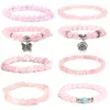 Pulseiras de bracelete rosa de quartzo rosa