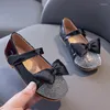 Flat Shoes Fashion Rhinestone Bow Kids Little Girl Dress Princess Dance Party For Children 2 3 4 5 6 7 8 9 10 11 12 Years