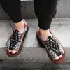 Sandały męskie tkane Ręcznie modne kolorystyczne blokada swobodne grube kapcie bez poślizgu butów plażowych sandalias de platacforma 230510