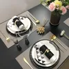 لوحات المطبخ الحديث الكامل أدوات المائدة مجموعة عشاء الإفطار طبقات سوداء طبقات براتوس دي جانتار الضيافة