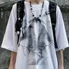 Kvinnors T-skjortor harajuku unisex mörka spöktryck kortärmad o nack t-shirts gotisk stil kvinnlig casual street skjorta goth sommar lös topp