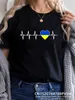 T-shirt da donna Heartbeat Blu Giallo T-shirt con stampa da donna Ragazza Y2K T-shirt a maniche corte T-shirt Lady 90S Sweetshirts Donna Abbigliamento Harajuku P230511