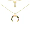 Chains Colorful Crescent Striped Tribal Adjustable Collar Colar Necklace Women Chain 2023 Moroccan Jewelry
