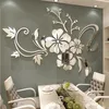 Wall Stickers 1 Set of Exquisite Flower 3D Mirror Detachable Decals Art Muralist with Bedroom TV Acrylic Background Decoration 230510