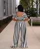 Designers Women Clothes 2023 fashion open navel striped wide leg pants two-piece suit Recommend