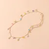 luxury designer colorful jewel chain necklace female simple temperament painted drop glaze flower necklace 925 sterling silver chain necklace chain for women 02