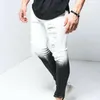 Pantalons pour hommes Hommes Déchiré Dégradé Skinny Jeans Effiloché Détruit Pantalon Mince Respirant Denim HSJ88