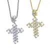 Chains Hip Hop Gold Cross Necklace For Women Men's Jewelry Zircon Pendant 5A Iced Out Chain On The Neck CZ Hollow Necklaces