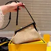 Famous bag Raffia woven bag mini shoulder bag charm flap oversized F magnetic buckle handbag crossbody bag women shell bag ladies summer straw bag purse 230730