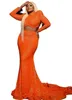 May Aso Ebi Mermaid Orange Prom Two Pieces Sequined Lace Evening Formal Party Second Reception Birthday Engagement Gowns Dress Robe De Soiree Zj197 407