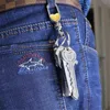 Anel Keychain Mini key Key Form Formulário Pacote de lâmina Pacote dobrável Pocket Pocket Multi-Tool Letter Abertura do gadget kit Camp Outdoor 100pcs