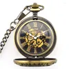 Relojes de bolsillo 5 unids/lote colgante Steampunk de moda para hombres y mujeres reloj mecánico de cuerda manual números romanos esqueleto cadena FOB