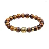 Strand 8mm pietra naturale oro argento colore testa in metallo bracciale donna occhi di tigre nera perline bracciali braccialetti per uomo bigiotteria