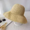 Brede rand hoeden mode dame stro hoed vrouwen zomerzon vizier sunhat panama bot bot bucket cap vrouwelijke vrouw retro strandbassin