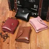 Pu Leather Coin Purse Double Layer Wallet Lady Pouch Card Holder Snap Button Key Women Zipper Wallet