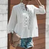 Blusas de mujer Camisas Boho INSPIRADO camisa boho blanca Blusa de encaje para mujer Floral Patchwork Hollow out CROCHET LACE TOP otoño tops de mujer 230510