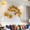 Adesivi murali Modern Creative 3D Ferro battuto Oro Magnolia Artigianato Ristorante Soggiorno Decorazione Casa Divano Sfondo Arte murale