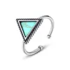 Europese retro geometrische turquoise open ring charme vrouwen mode luxe s925 sterling zilveren ring vrouwelijk merk high-end ring feest veelzijdige juwelen festival cadeau