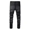 Designer jeans män jean amirres denim mens byxor koreanska high street mode mäns svarta sömmar mikro elastiska stora smala 822 lglm