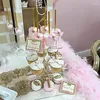 Plates 1 Piece 3 Layers Acrylic Cake Stand Square Cupcake Holder Dessert Cup Display Shelf For Wedding Party