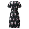 Casual Dresses Korean Fashoin Floral Short Sleeve 2023 Summer Women's Boho High Waist Party Prom Dress Classic V-neck A-line Vestidos