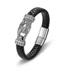 Charmarmband Tyo högkvalitativ mode rostfritt stål magnet lås män svarta läder smycken tillbehör rock punk armband