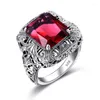 Cluster Rings Уникальные ручной работы 925 серебряного серебряного кольца Ruby Stones для мужчин Винтажные роскошные женские ювелирные ювелирные изделия Оптовые