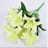 Dekorativa blommor Artificial Lily 5 Heads Wedding Party Besök Patient Gift Bouquet Home El Banket Office Garden Art Decoration