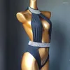 Kvinnors badkläder 2023 Est Crystal Baddräkter Diamond Rhinestone Bikini Fashion Biquini