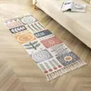 Carpets Luxury Bohemia Ethnic Style Cotton Linen Soft Carpet Handmade Tassel Rug Living Room Bedside Floor Mat Pad Home Boho Decoration 230511