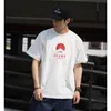 Hommes T-shirts Japon Mont Fuji Rouge Corde Lâche Col Rond T-shirts À Manches Courtes